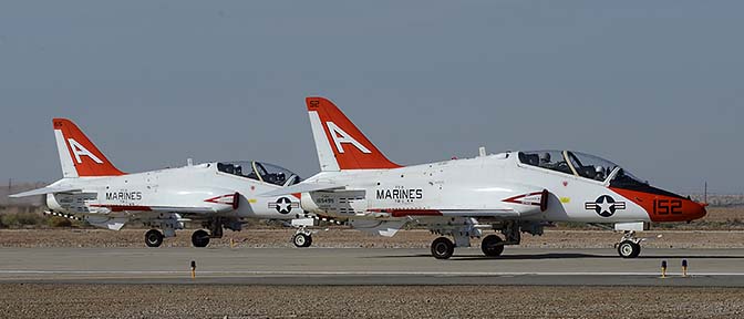 McDonnell-Douglas T-45C Goshawk BuNo 165495 #152 and T-45C BuNo 165607 #165 of VT-9, NAF el Centro, February 19, 2015